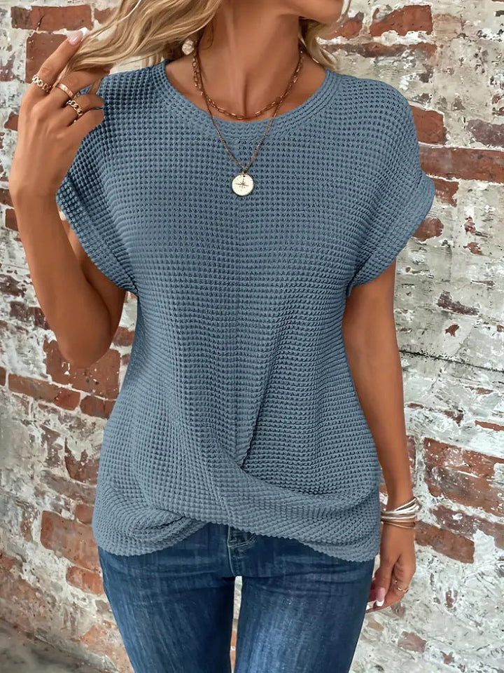 Tegan – T-shirt Casual in Maglia Waffle