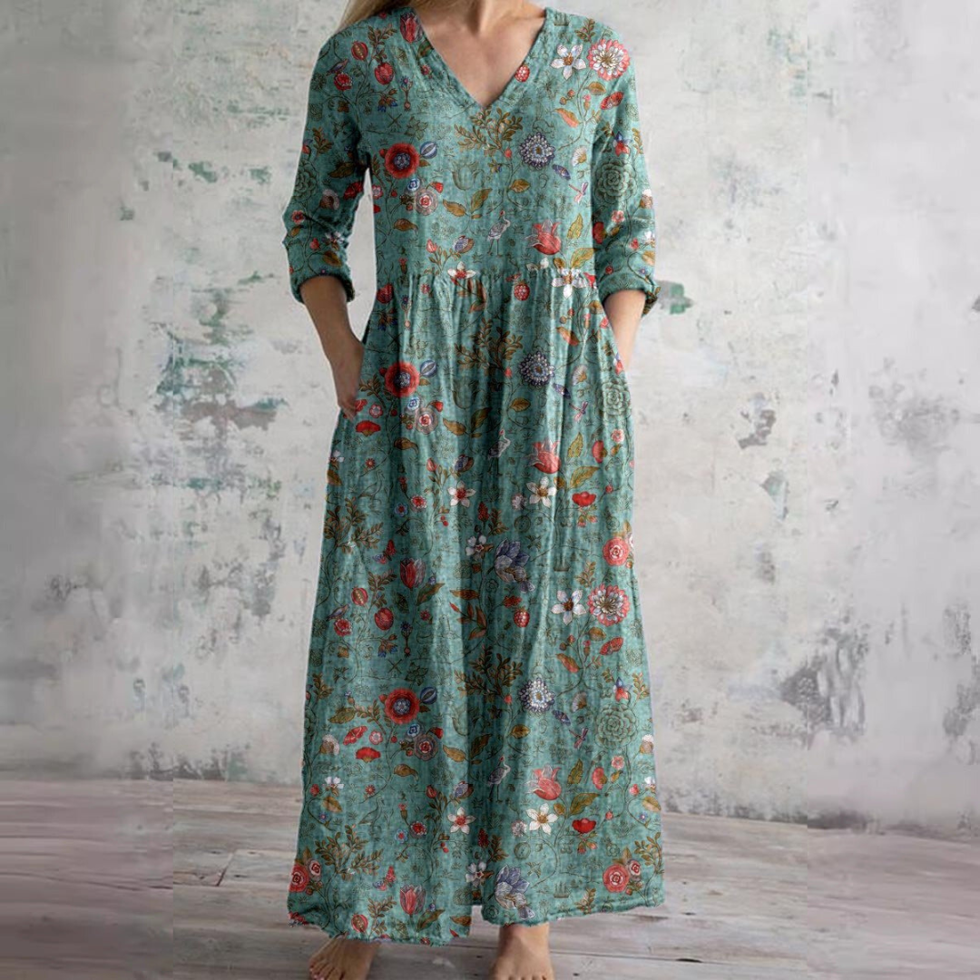 Dearyn | Abito Estivo con Scollatura a V e Motivo Floreale