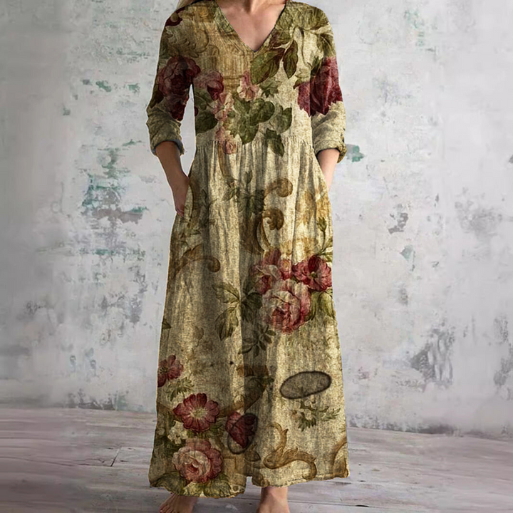 Dearyn | Abito Estivo con Scollatura a V e Motivo Floreale