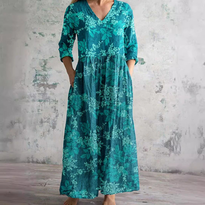 Dearyn | Abito Estivo con Scollatura a V e Motivo Floreale
