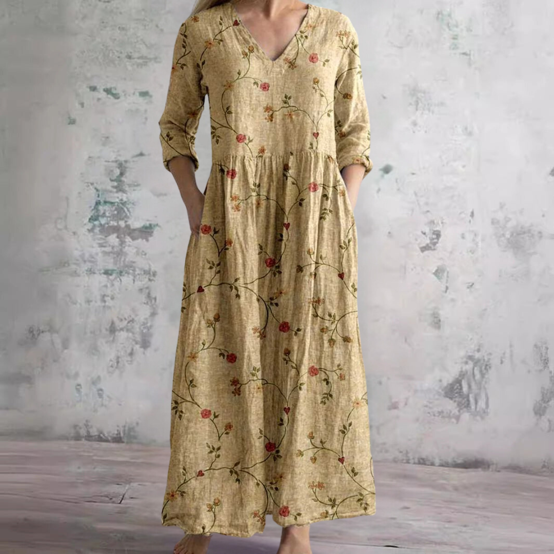 Dearyn | Abito Estivo con Scollatura a V e Motivo Floreale
