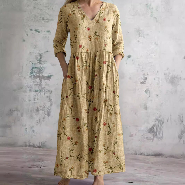 Dearyn | Abito Estivo con Scollatura a V e Motivo Floreale