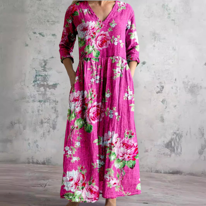 Dearyn | Abito Estivo con Scollatura a V e Motivo Floreale