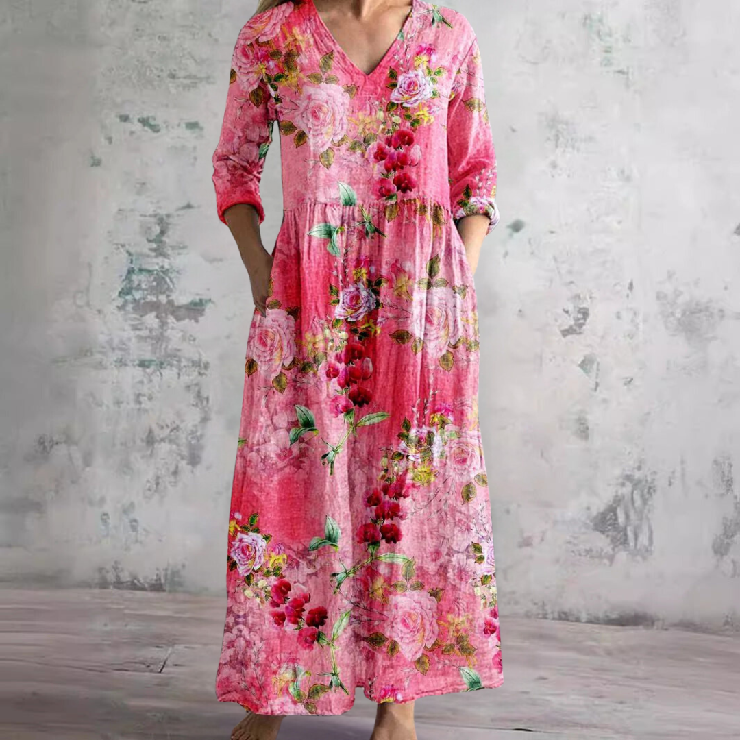 Dearyn | Abito Estivo con Scollatura a V e Motivo Floreale