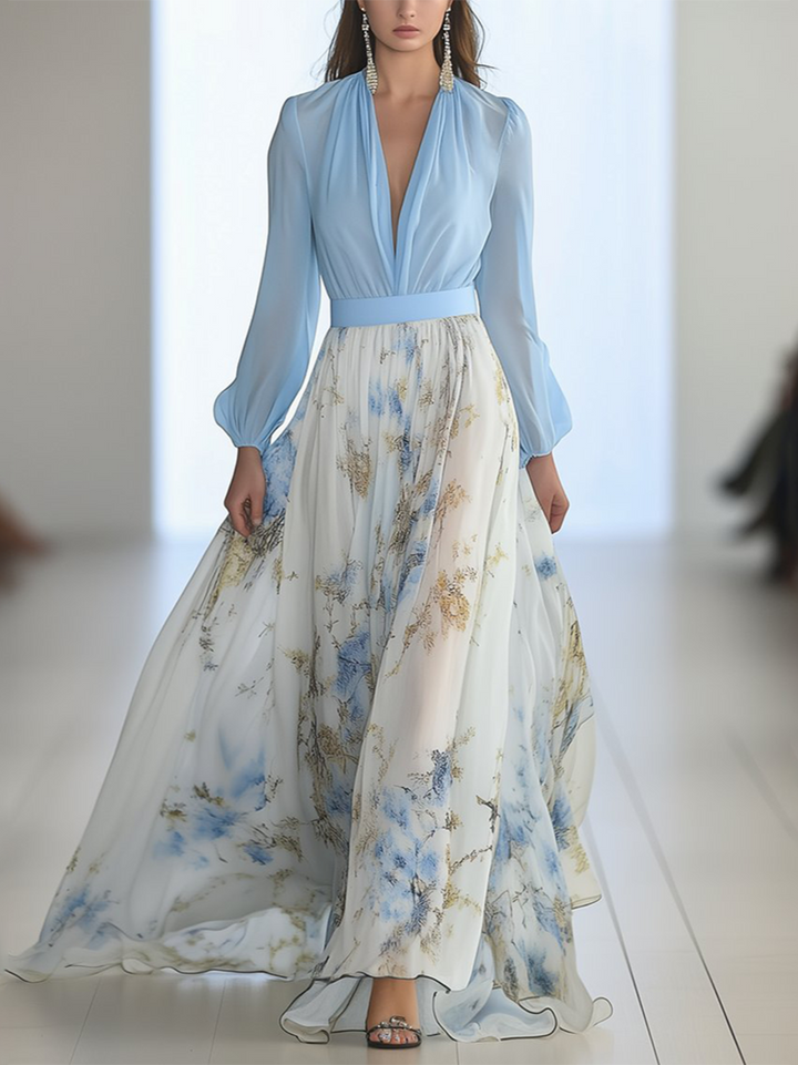 Elena™ | Elegante abito lungo con motivo floreale