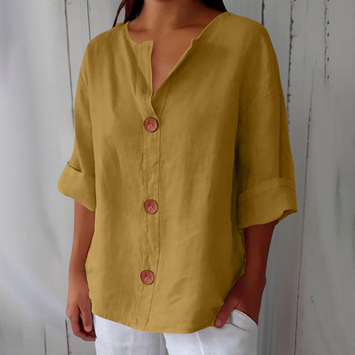 Noora™ | Blusa in lino rilassata per un'eleganza senza tempo