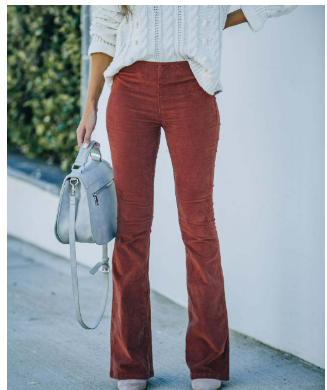 Chloe I Pantaloni a Zampa in Corduroy