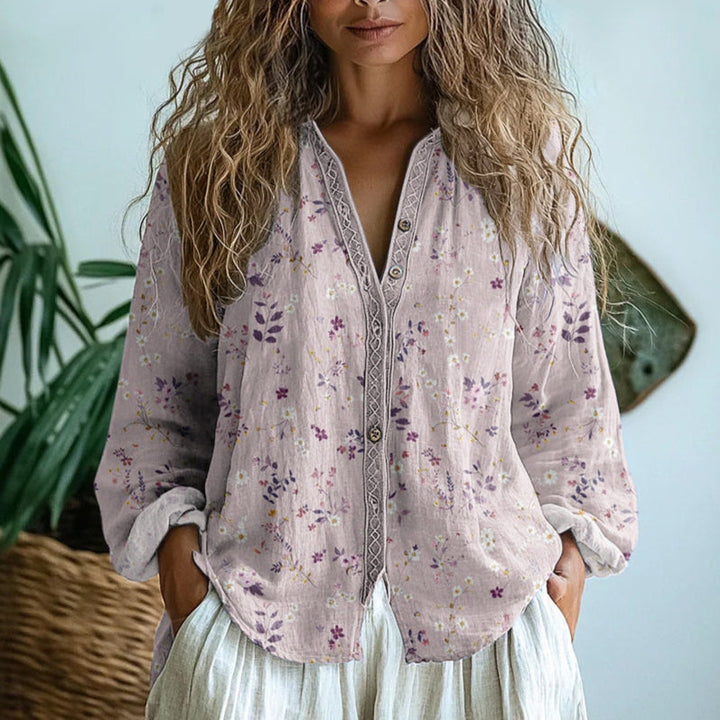 Ambre™ I Camicia Vintage con Stampa Foglie