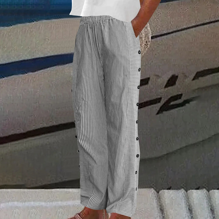 Anna - Pantaloni a Strisce con Bottoni Seabreeze