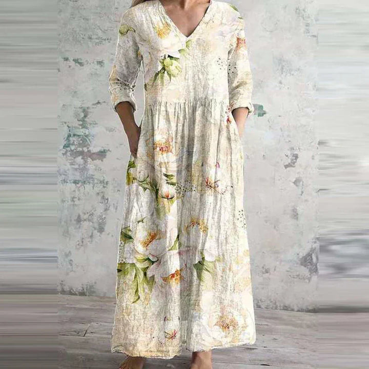 Fiona™ | Abito in Lino e Cotone a Fiori