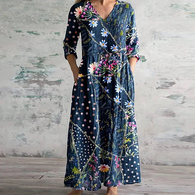 Fiona™ | Abito in Lino e Cotone a Fiori