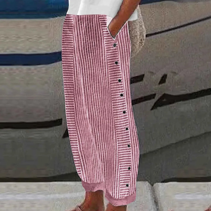 Anna - Pantaloni a Strisce con Bottoni Seabreeze