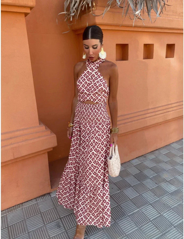 Mickay - Elegante abito midi arricciato senza spalle