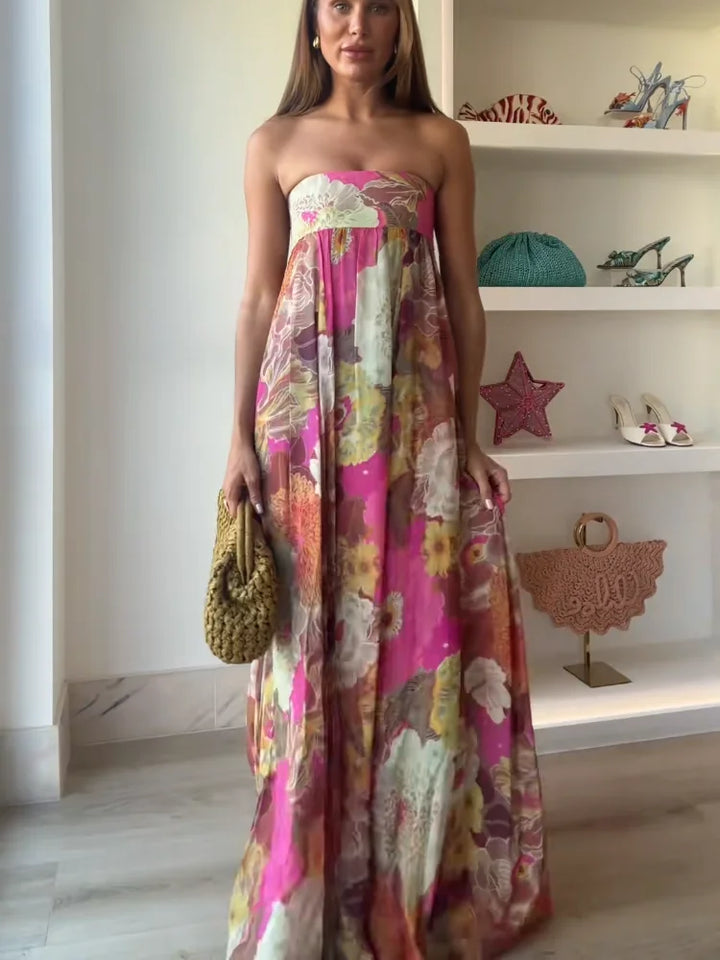 Chloe - Abito Maxi Senza Spalline Bloom