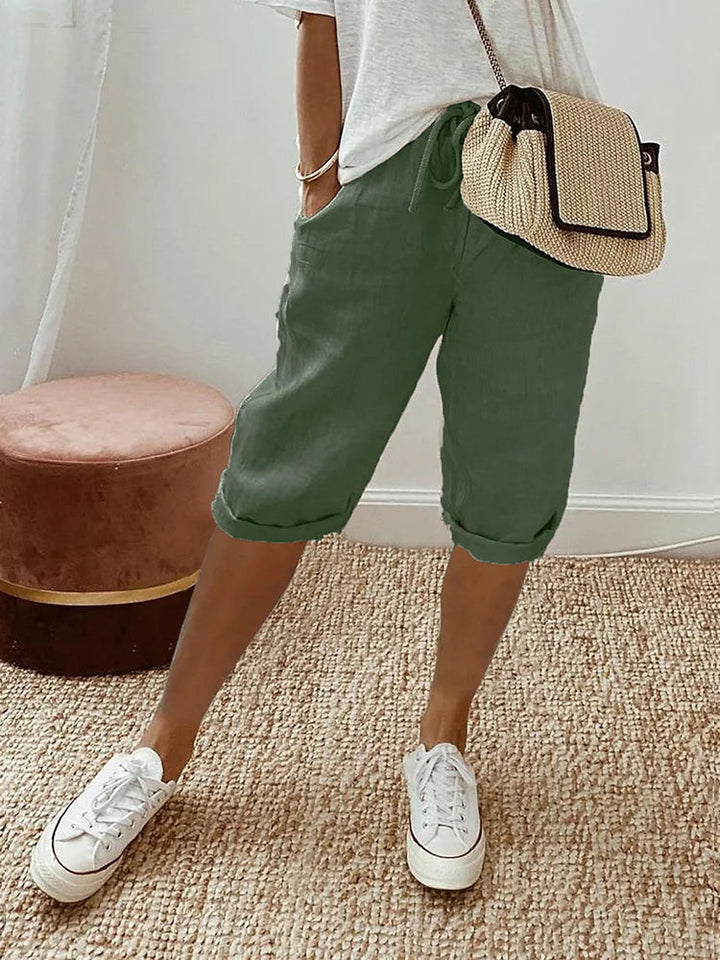 SIENNA | PANTALONCINI IN LINO-COTONE RELAXATI CON VITA REGOLABILE