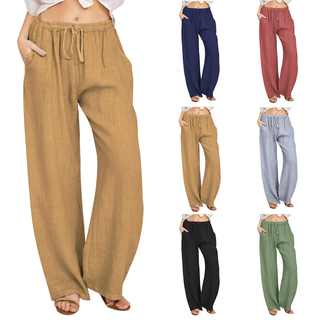 Julia - Pantaloni Comodi in Cotone e Lino