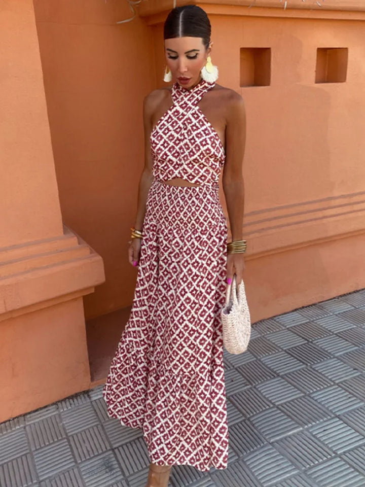 Mickay - Elegante abito midi arricciato senza spalle
