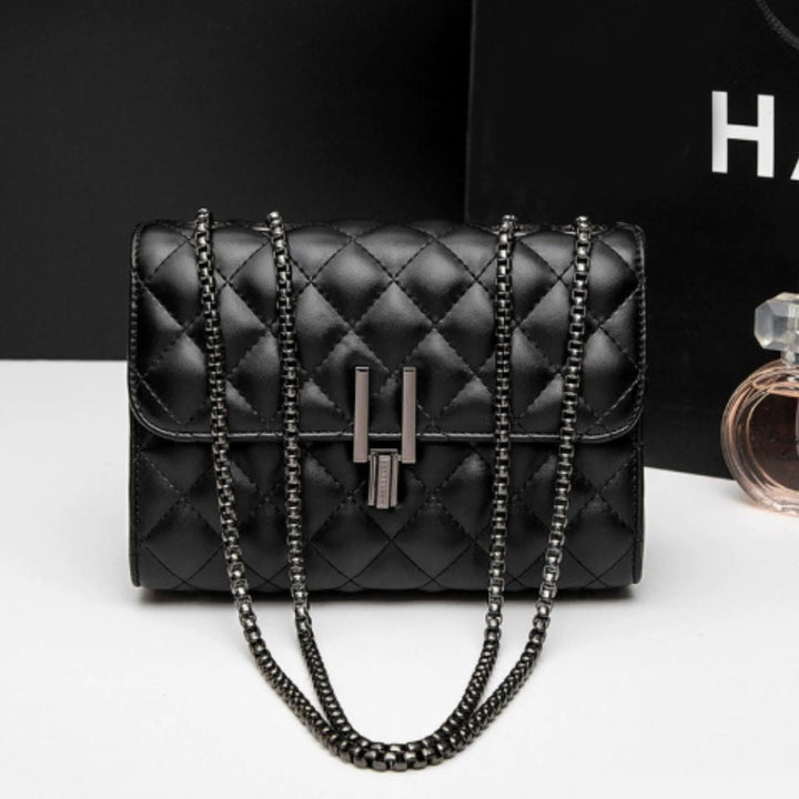 Borsa a Tracolla Mini Tartan Elegante Nera