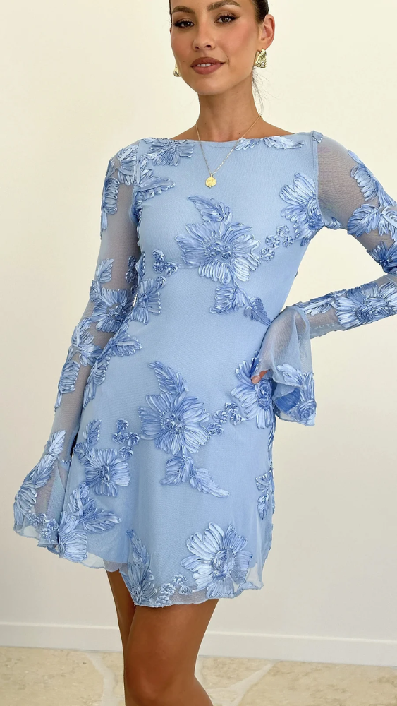 Cléa™ - Charmante Mini Abito Elegante con Ricamo Floreale