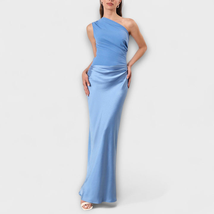 Elsie | Elegante Abito Maxi a Spalla Unica Plissettato