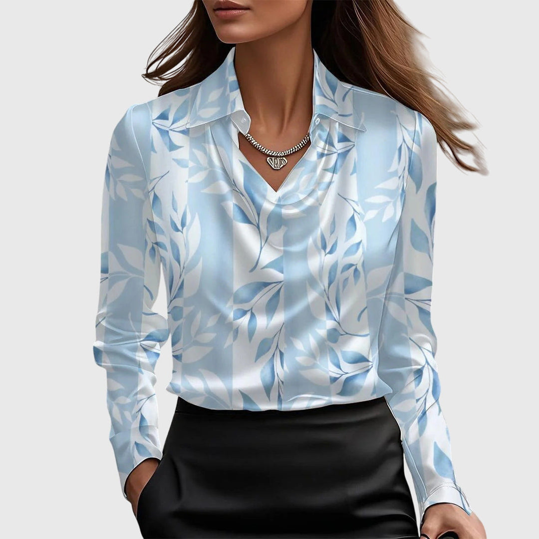Sylvie | Blusa Lucida di Lusso con Collo Plissettato