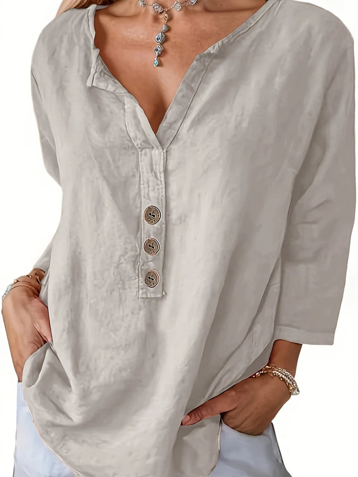 Mykaela – Blusa Casual in Cotone e Lino