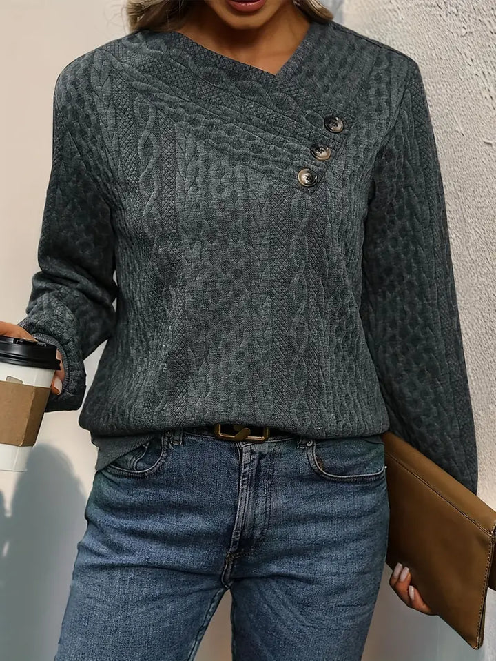 Maglione Casual a Maniche Lunghe con Spalla Inclinata