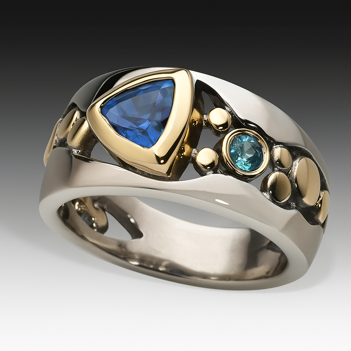 Anello Boho in Zirconia Blu Vintage
