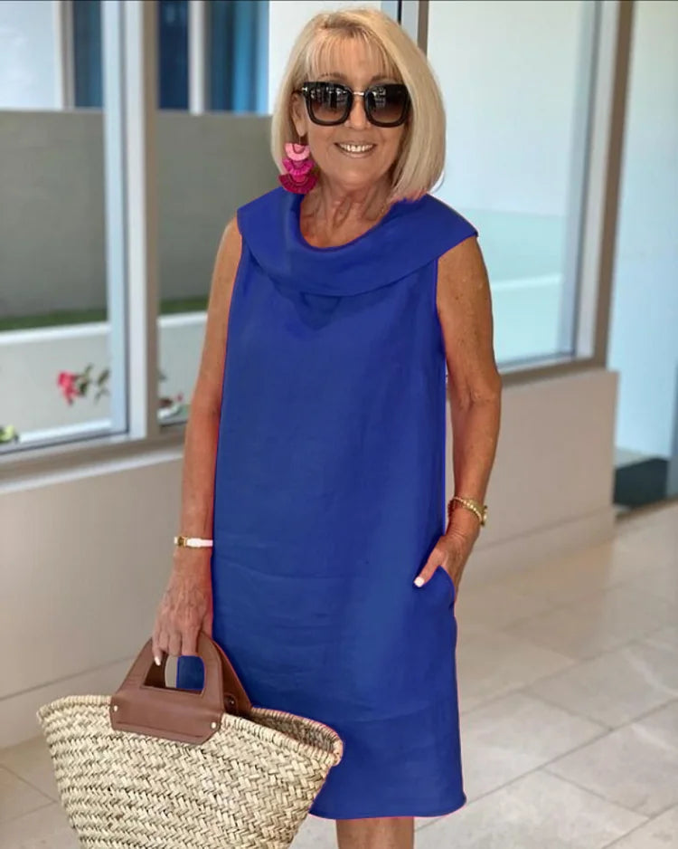 Perla – Abito tubino senza maniche con scollo rotondo