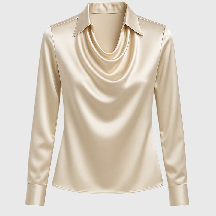 Sylvie | Blusa Lucida di Lusso con Collo Plissettato