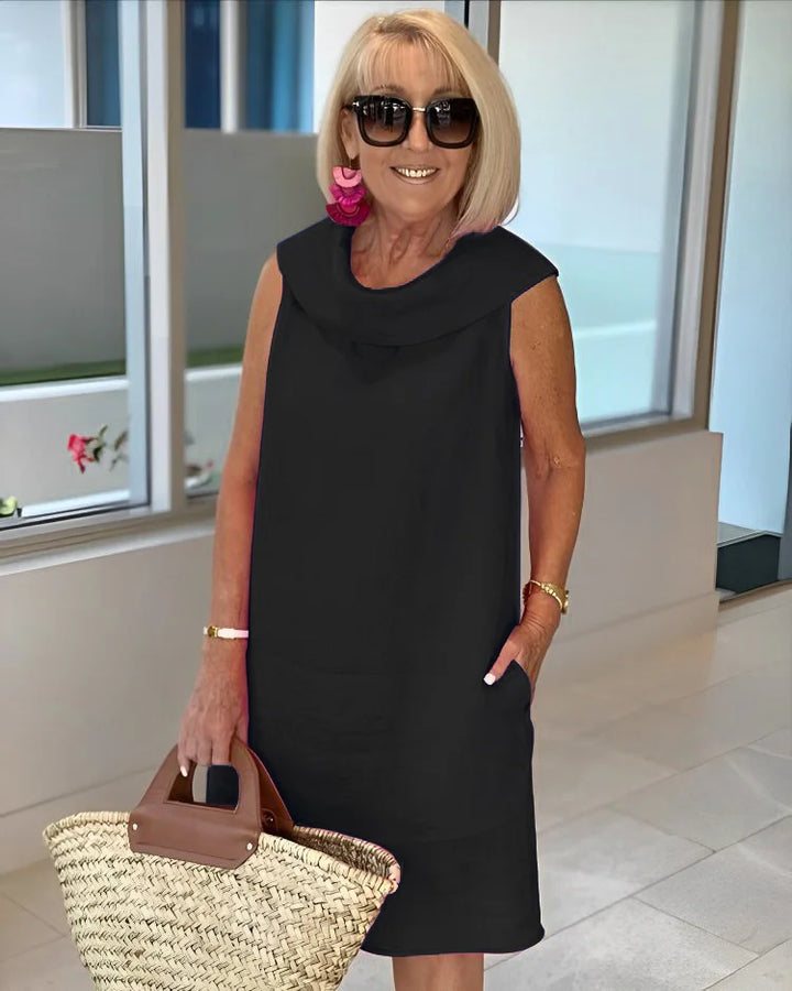 Perla – Abito tubino senza maniche con scollo rotondo