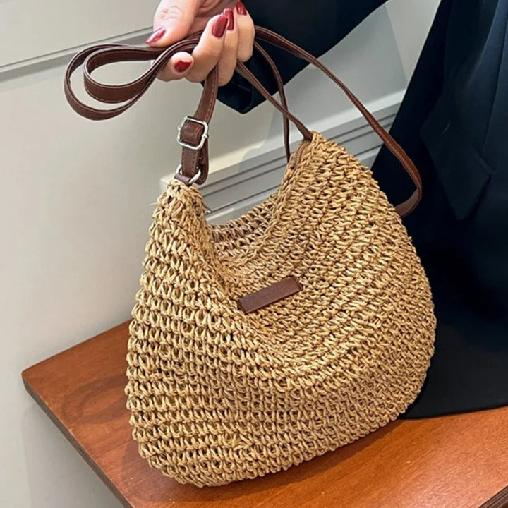 Borsa a spalla di paglia