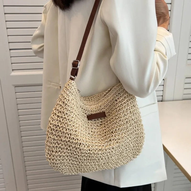 Borsa a spalla di paglia