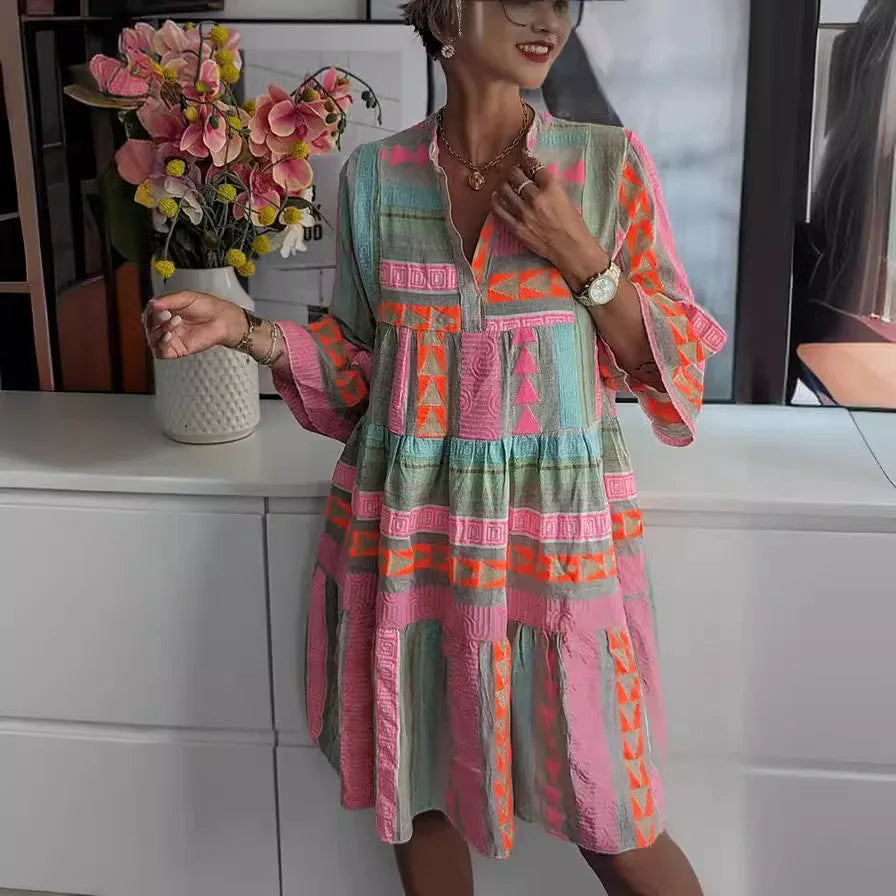 CHLOE – Abito Boho corto con righe