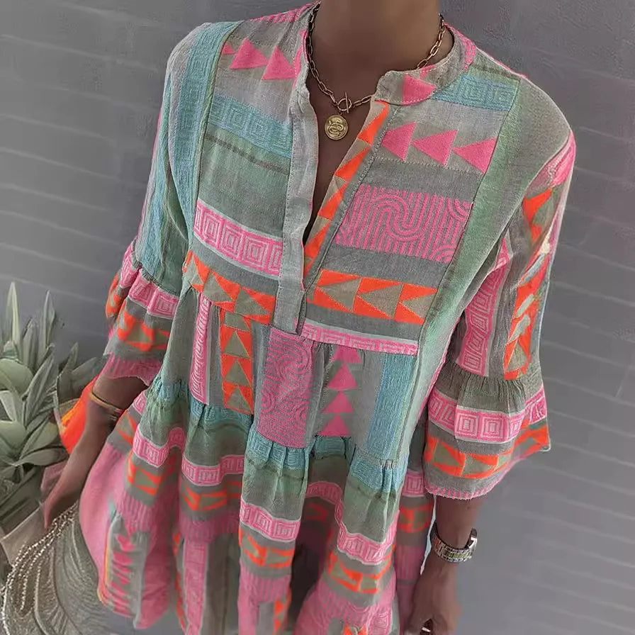 CHLOE – Abito Boho corto con righe