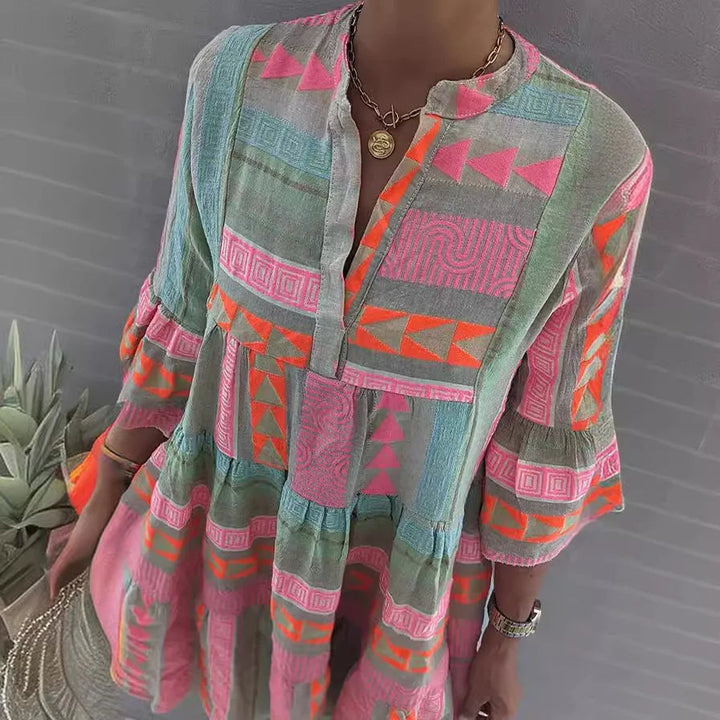 CHLOE – Abito Boho corto con righe