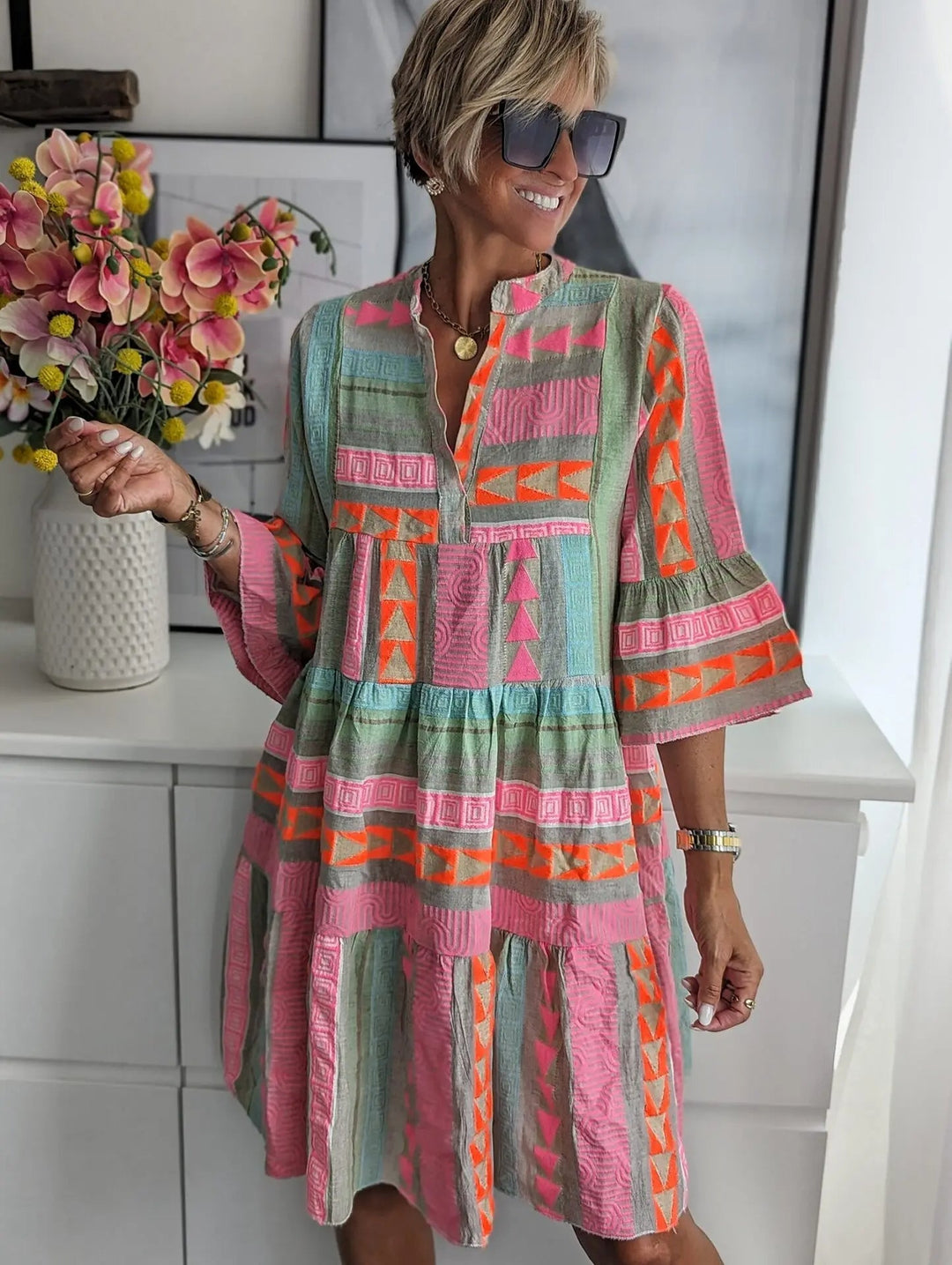 CHLOE – Abito Boho corto con righe