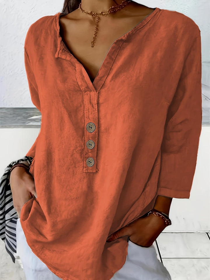 Mykaela – Blusa Casual in Cotone e Lino