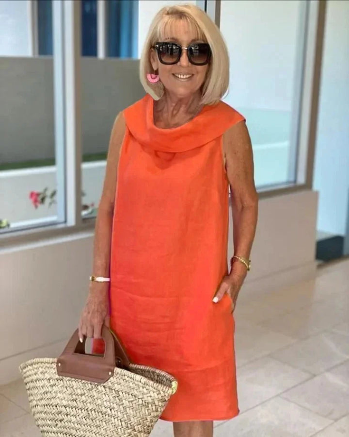 Perla – Abito tubino senza maniche con scollo rotondo