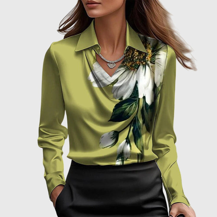 Sylvie | Blusa Lucida di Lusso con Collo Plissettato