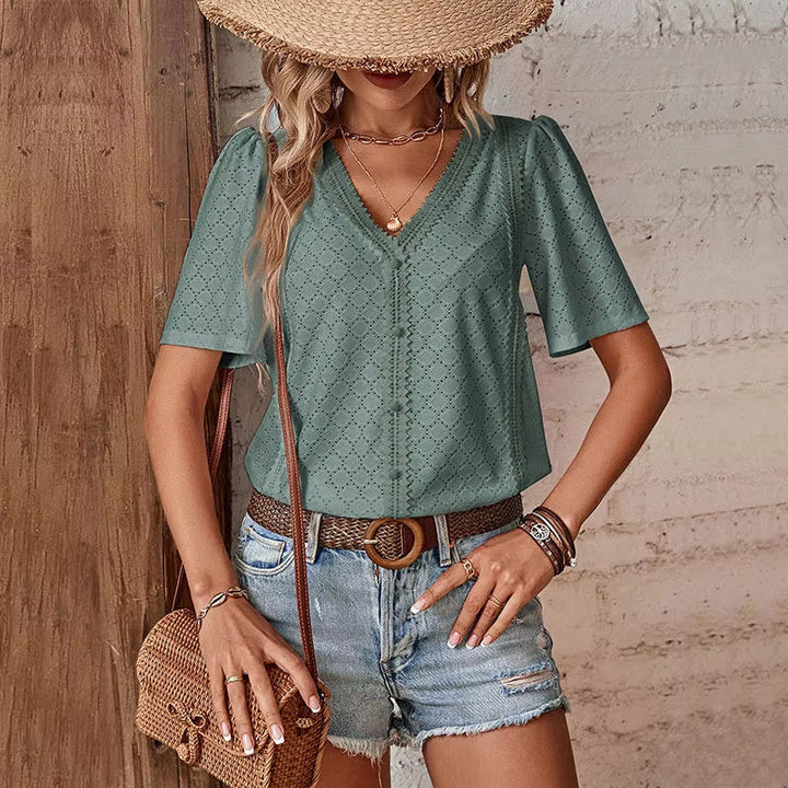 ADELHEID CAMICIA A MANICA CORTA CON SCOLLO A V