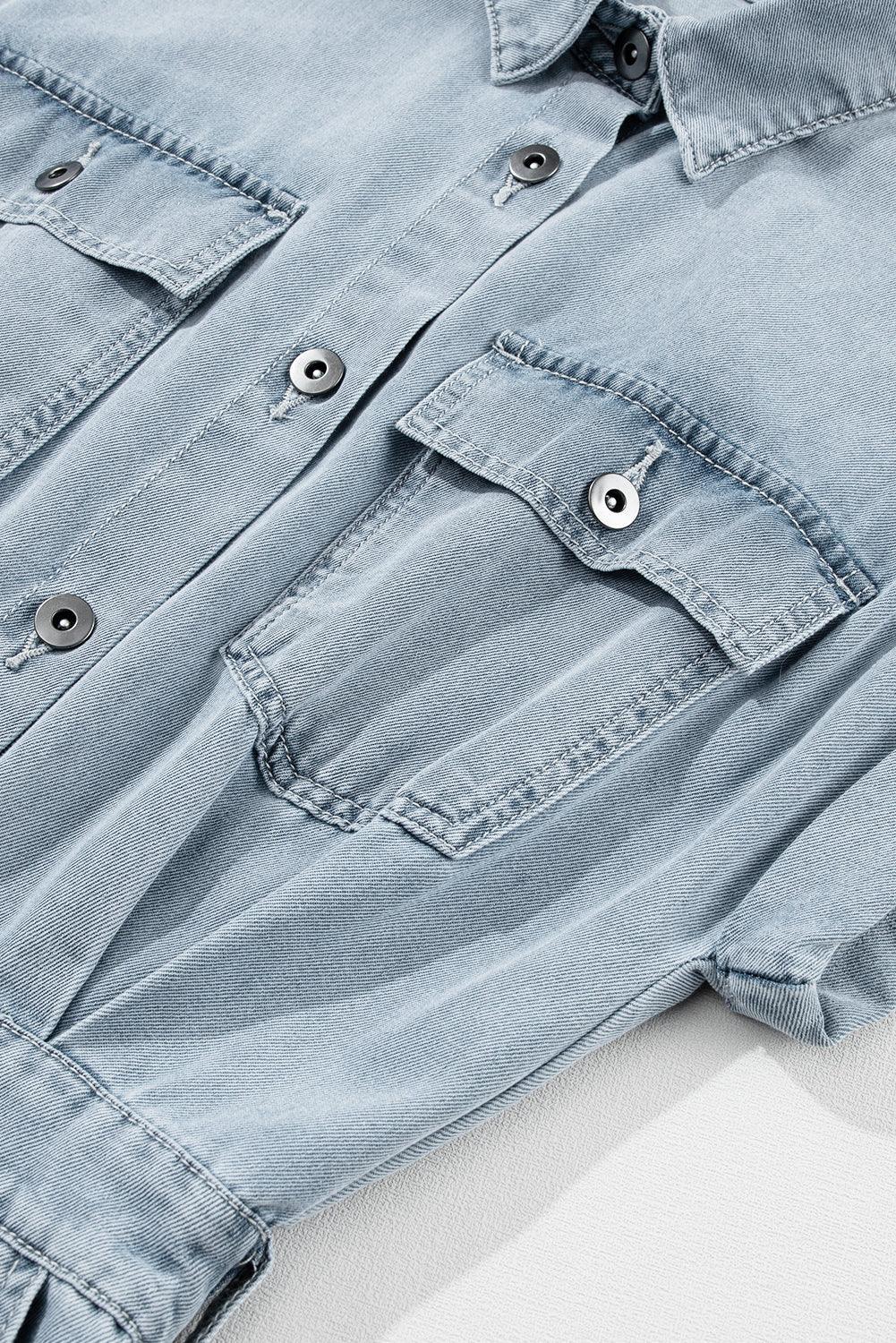 Sofia® | Elegante Vestito di Denim con Maniche a Pipistrello Corte