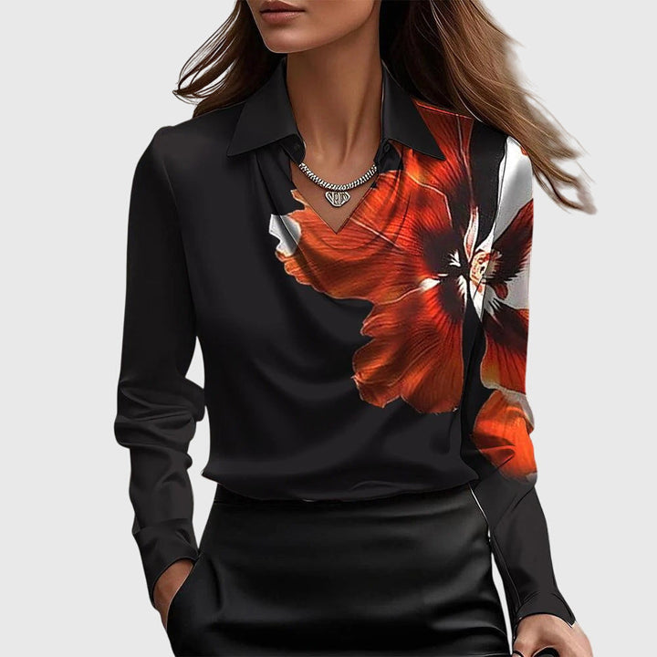 Sylvie | Blusa Lucida di Lusso con Collo Plissettato