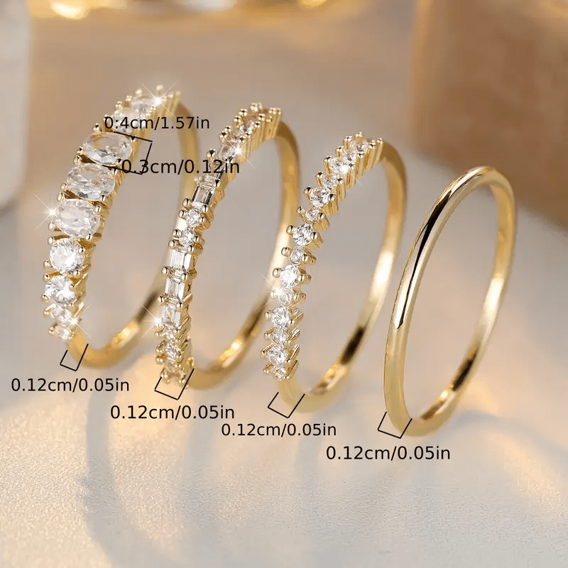 Anelli Impilabili in Zirconia Dorata 14k