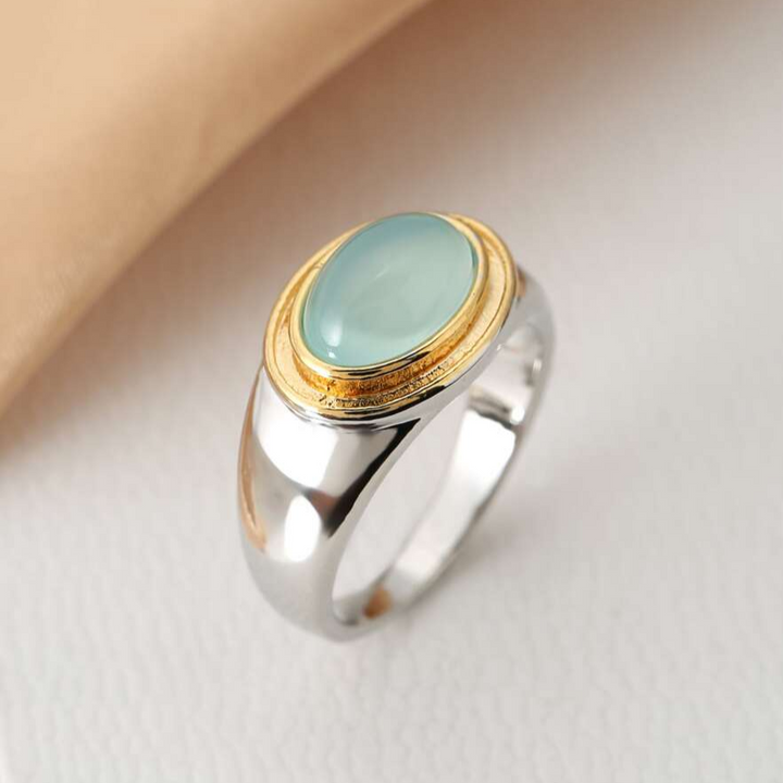 Gabi - Anello in Pietra di Luna Verde Vintage