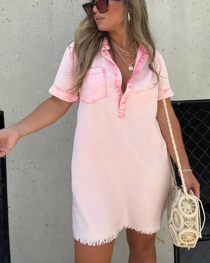 Vera™ - Elegante Abito Camicia in Jeans