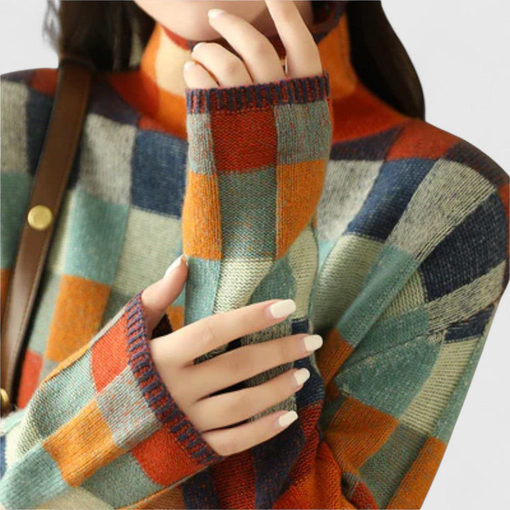 Erika - Maglione a Collo Alto Patchwork