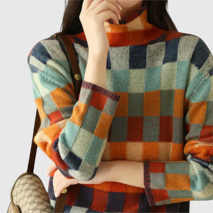 Erika - Maglione a Collo Alto Patchwork