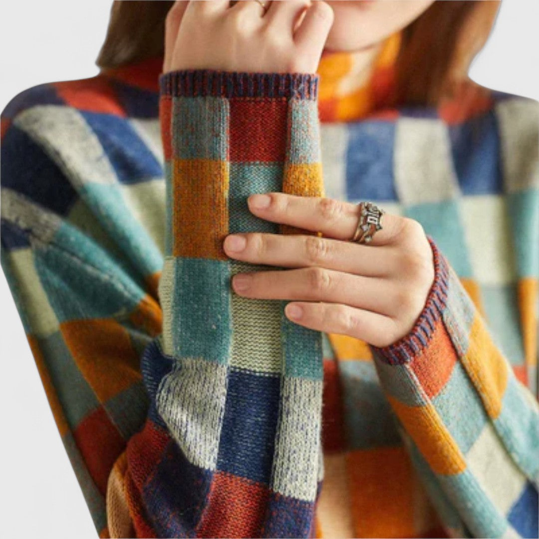Erika - Maglione a Collo Alto Patchwork