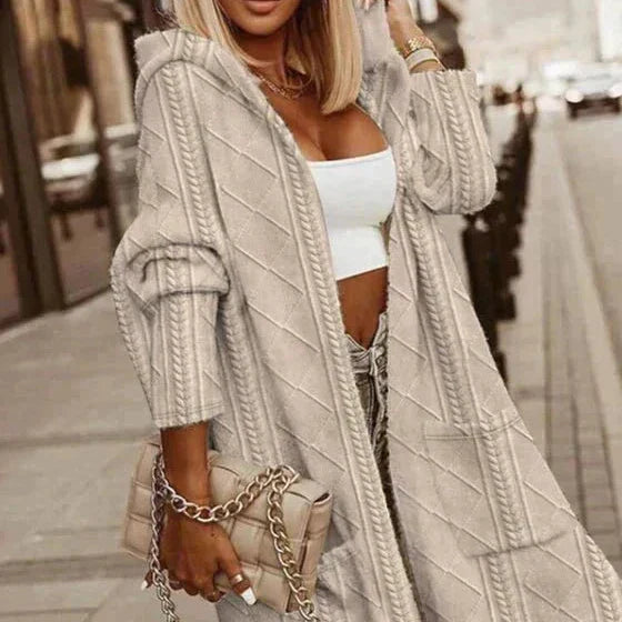 Johani | Cardigan con Cappuccio di Lunghezza Estesa
